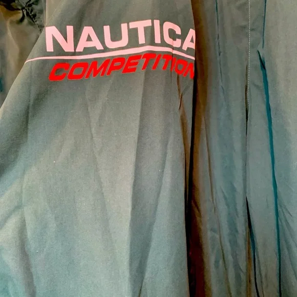 Vtg 90s Nautica Competition Men L Baggy Spell Out 2 Piece Windbreaker Track Suit